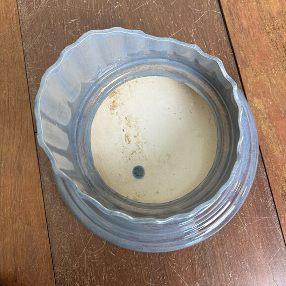 Blue Distressed Styled Broken Column 11 inch Succulent Faux Floral Planter - Picture 8 of 8